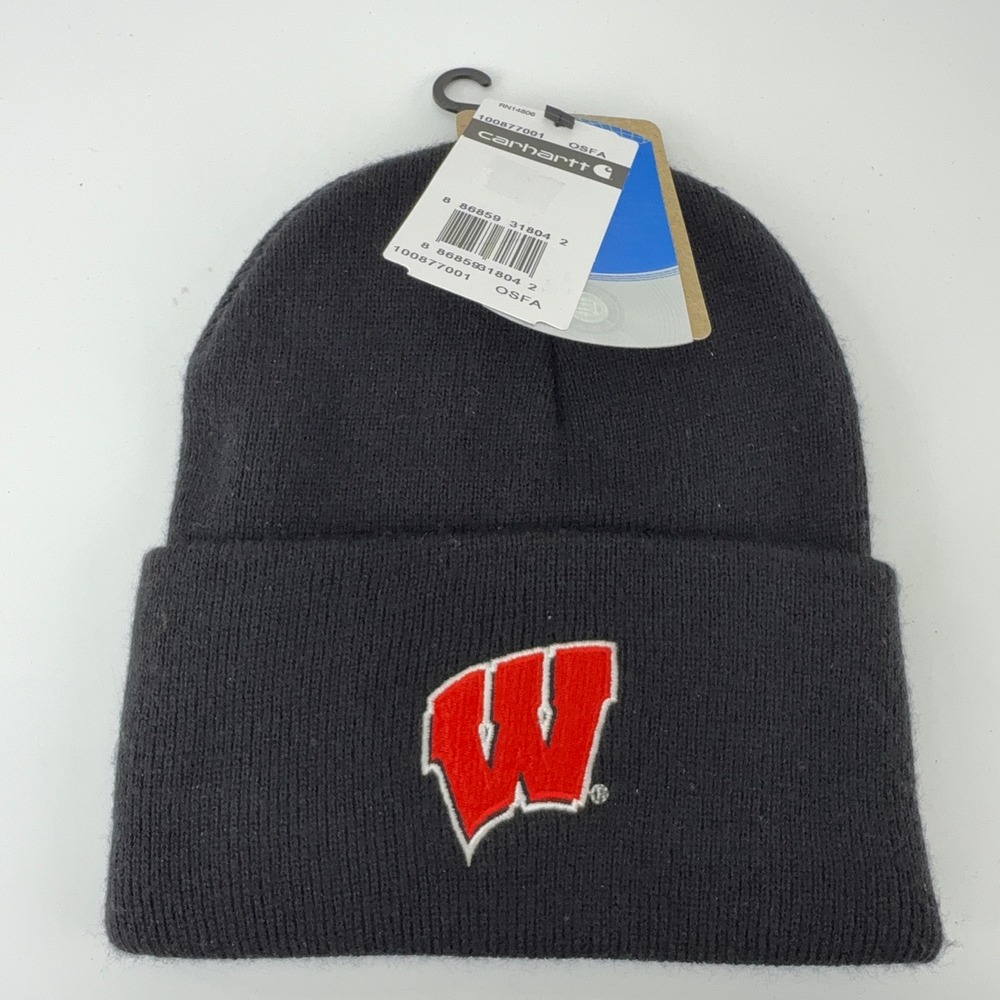 Carhartt Wisconsin Badgers College Series Beanie Black 2010s USA NWT NOS OSFA